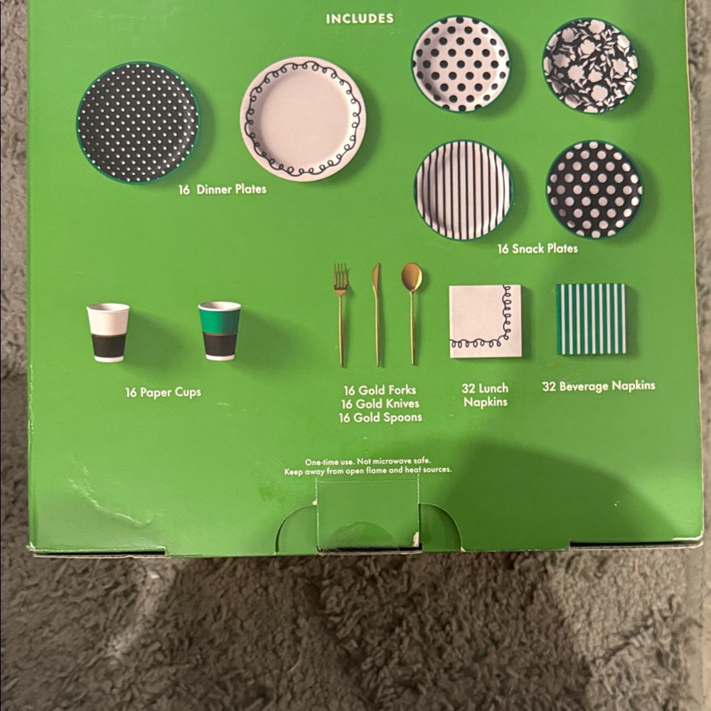 kate spade Black and White Polka Dot Tableware Kit with Green Accents - Picture 2 of 2